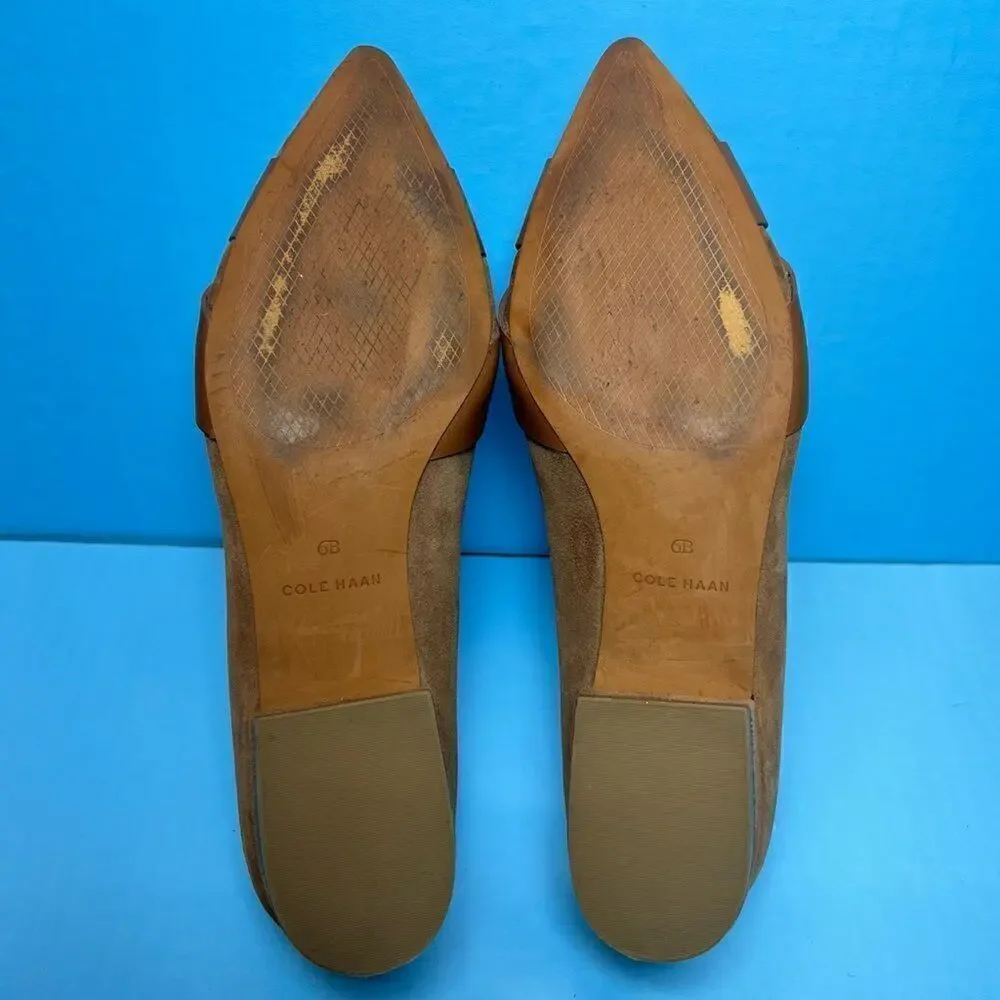 Cole Haan Womens Camila Point Skimmer Suede Leather Flats Tan Brown‎ 6B W15008